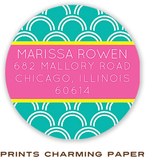 Prints Charming Address Labels - Teal Stylish Scallop