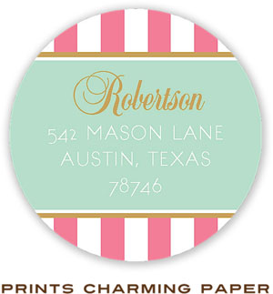 Prints Charming Address Labels - Coral Frame Stripes