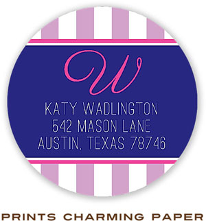 Prints Charming Address Labels - Purple Frame Stripes