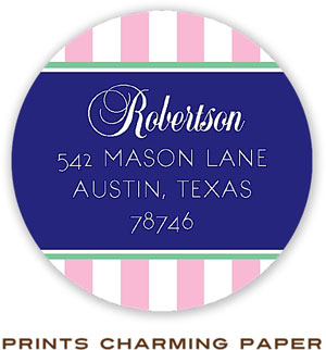 Prints Charming Address Labels - Pink Frame Stripes