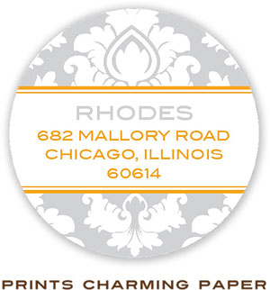 Prints Charming Address Labels - Stylish Gray Damask Prints Charming Address Labels - Stylish Gray Damask
