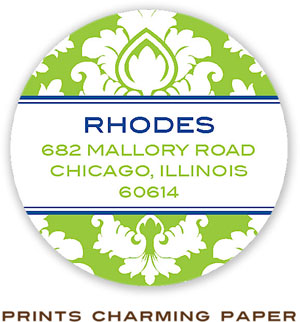 Prints Charming Address Labels - Stylish Lime Damask