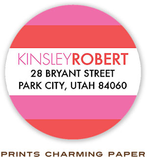 Prints Charming Address Labels - Modern Pink Tonal Stripes Prints Charming Address Labels - Modern Pink Tonal Stripes