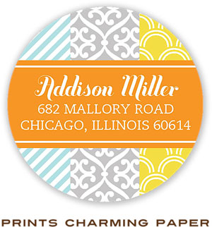 Prints Charming Address Labels - Orange Banner Patchwork Stripes Prints Charming Address Labels - Orange Banner Patchwork Stripes