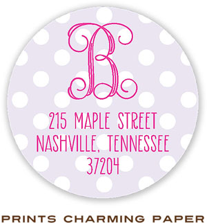 Prints Charming Address Labels - Lilac Dots Monogram Prints Charming Address Labels - Lilac Dots Monogram
