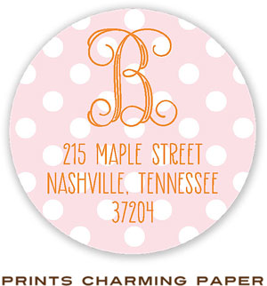 Prints Charming Address Labels - Pink Dots Monogram
