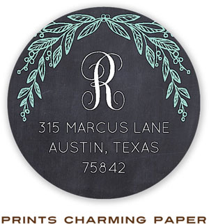 Prints Charming Address Labels - Chalkboard Flourish Monogram