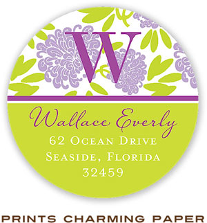 Prints Charming Address Labels - Beautiful Purple And Lime Floral Prints Charming Address Labels - Beautiful Purple And Lime Floral