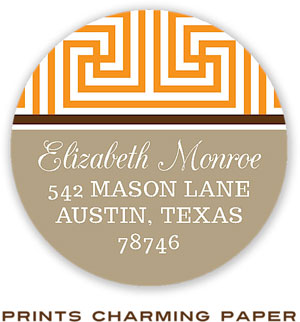 Prints Charming Address Labels - Orange Lattice Initial