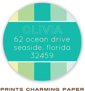 Prints Charming Address Labels - Mint Tonal Stripes