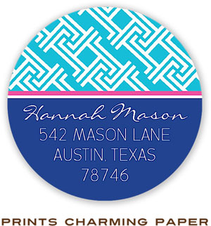 Prints Charming Address Labels - Turquoise Lattice