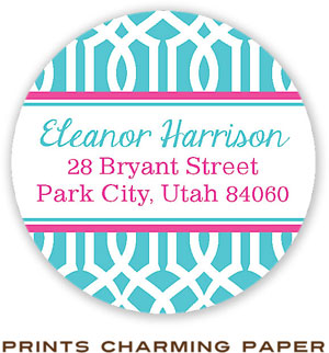 Prints Charming Address Labels - Turquoise Lattice Pattern