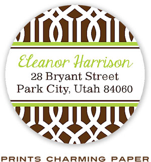Prints Charming Address Labels - Chocolate Lattice Pattern