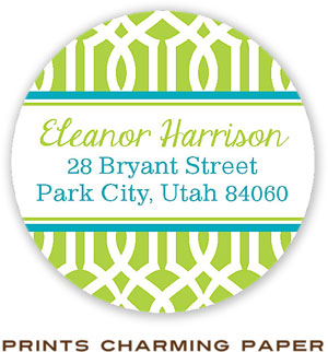 Prints Charming Address Labels - Lime Lattice Pattern