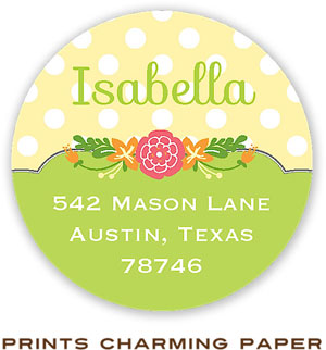 Prints Charming Address Labels - Yellow Polka Dot Banner