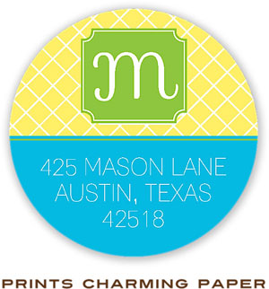 Prints Charming Address Labels - Yellow And Turquoise Band