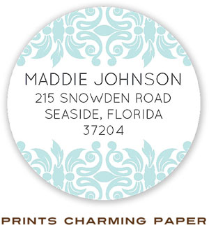 Prints Charming Address Labels - Aqua Classic Motif Prints Charming Address Labels - Aqua Classic Motif