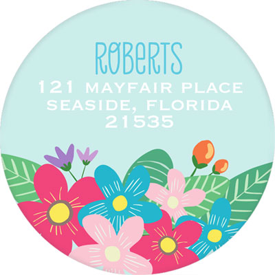 Prints Charming Address Labels - Vintage Blue Floral Banner