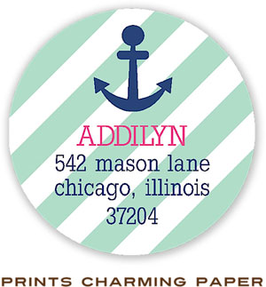 Prints Charming Address Labels - Mint Stripe Anchor Prints Charming Address Labels - Mint Stripe Anchor