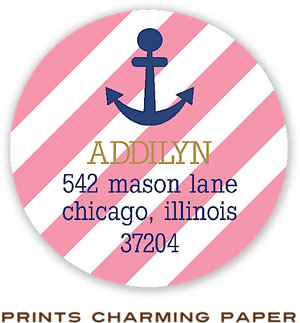Prints Charming Address Labels - Coral Stripe Anchor Prints Charming Address Labels - Coral Stripe Anchor