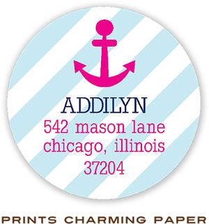 Prints Charming Address Labels - Blue Stripe Anchor Prints Charming Address Labels - Blue Stripe Anchor