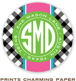 Prints Charming Address Labels - Black Gingham Monogram