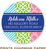 Prints Charming Address Labels - Blue Banner Patchwork Stripes