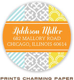 Prints Charming Address Labels - Orange Banner Patchwork Stripes