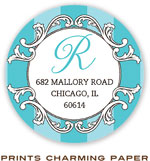 Prints Charming Address Labels - Turquoise Elegant Stripe