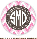 Prints Charming Address Labels - Pink Chevron Monogram