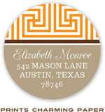 Prints Charming Address Labels - Orange Lattice Initial