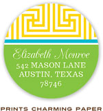 Prints Charming Address Labels - Yellow Lattice Initial