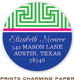 Prints Charming Address Labels - Green Lattice Initial