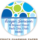 Prints Charming Address Labels - Blue Stripes And Circles