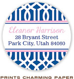 Prints Charming Address Labels - Navy Lattice Pattern