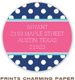 Prints Charming Address Labels - Navy Blue Monogram Dot