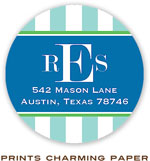 Prints Charming Address Labels - Classic Aqua Stripes