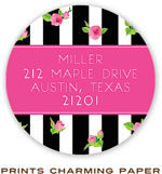 Prints Charming Address Labels - Black And White Floral Stripe