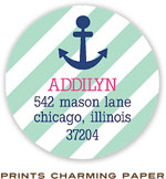 Prints Charming Address Labels - Mint Stripe Anchor