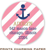 Prints Charming Address Labels - Coral Stripe Anchor
