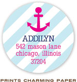 Prints Charming Address Labels - Blue Stripe Anchor