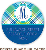 Prints Charming Address Labels - Spring Plaid Monogram