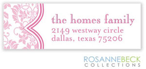 Rosanne Beck Return Address Labels - Floral Damask - Pink
