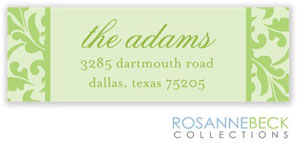 Rosanne Beck Return Address Labels - Floral Border - Green