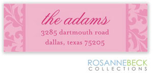 Rosanne Beck Return Address Labels - Floral Border - Pink