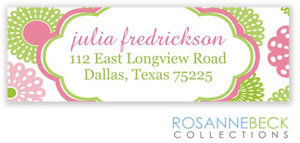 Rosanne Beck Return Address Labels - Retro Flowers - Pink