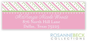 Rosanne Beck Return Address Labels - Oxford Pink & Green Stripes Rosanne Beck Return Address Labels - Oxford Pink & Green Stripes