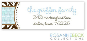 Rosanne Beck Return Address Labels - Zebra - Blue