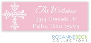 Rosanne Beck Return Address Labels - Striped Cross - Pink