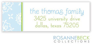 Rosanne Beck Return Address Labels - Cute Floral - Blue